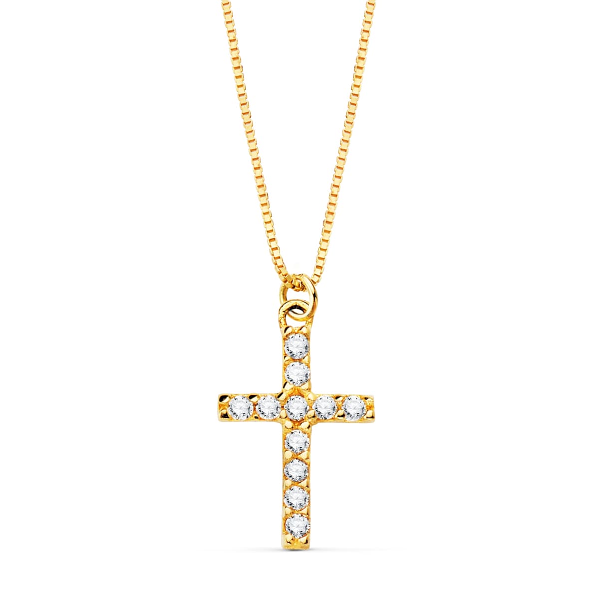 18K Necklace Cross 11x8 mm 11 Diamonds 0.09Ct. Venetian Chain 45cm G-Vs2