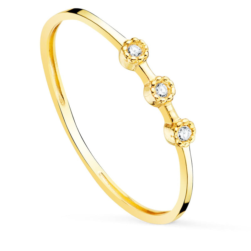 18K Sortija Oro Amarillo Diamantes 0.0240 Qts.  Cuerpo 1.10 mm