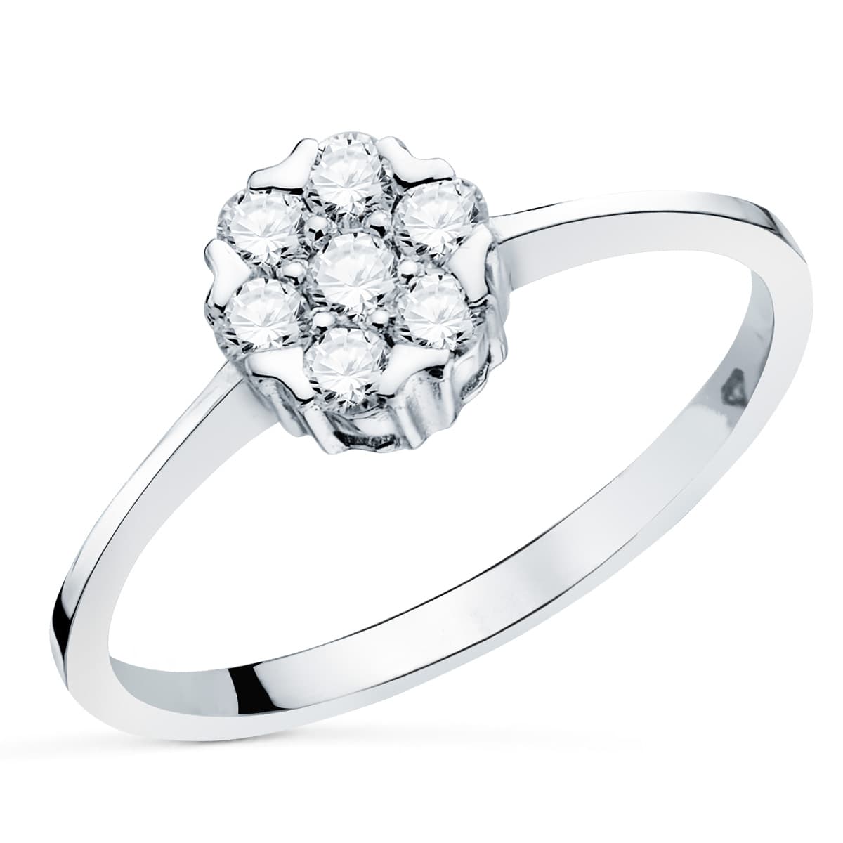 18K White Gold Ring With Diamonds Cluster 7x7 mm 0.301 Carats