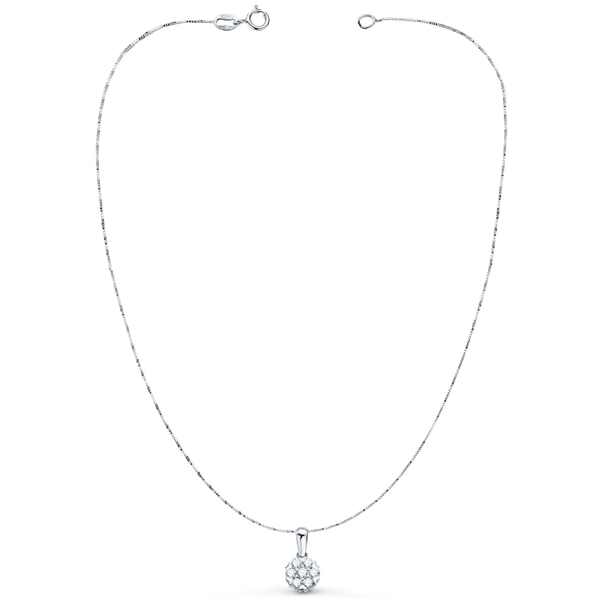 18K White Gold Choker Pendant 7 mm Diamonds 0.301Qts G-Vs2 Chain 42+3cm