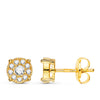 18K Yellow Gold Earrings Chaton 20 Diamonds 0.365 Qtes Vs2-G. 6.5x6.5mm. Pressure