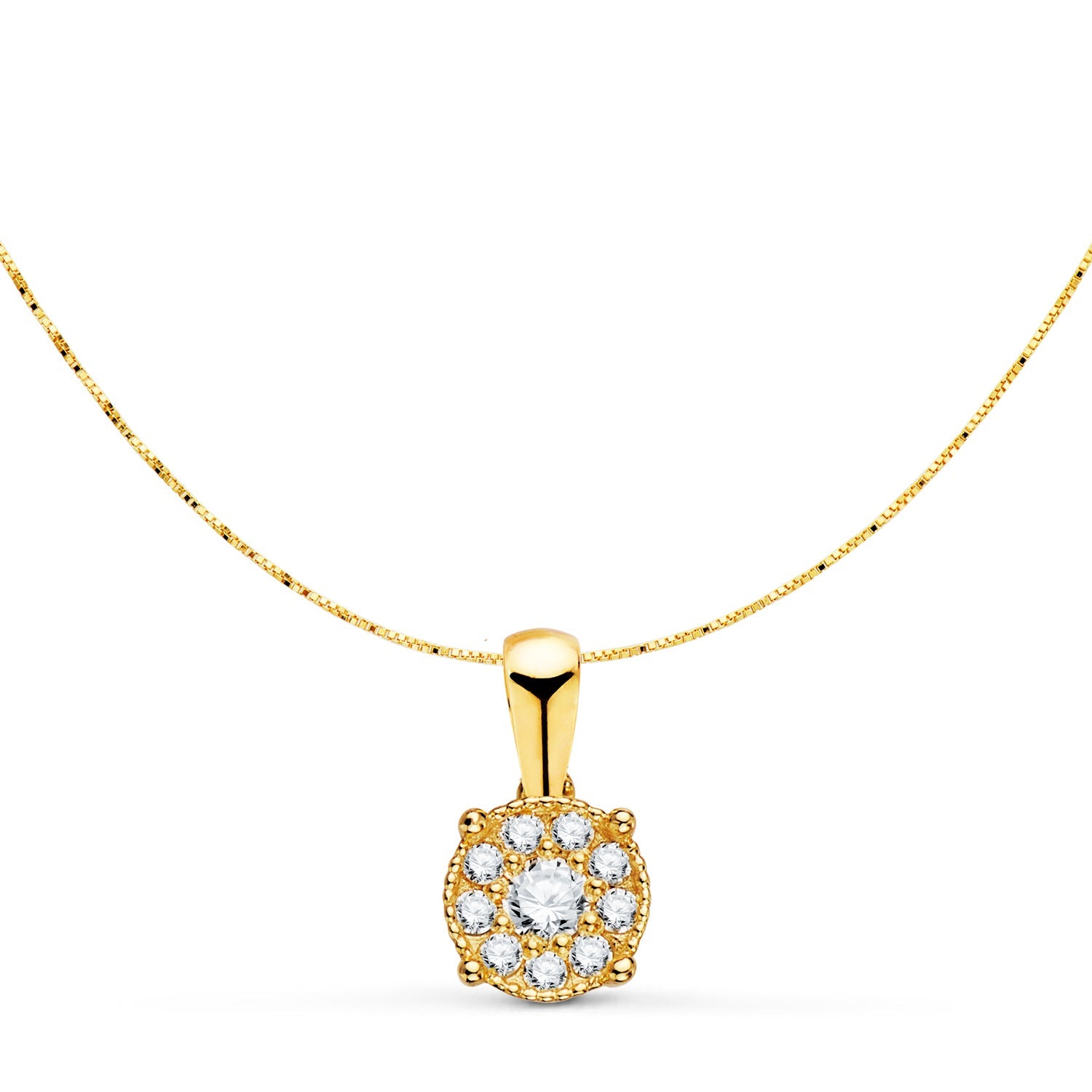 18K Yellow Gold Pendant With Diamonds 0.182Qts - Vs2 G. Size: 6.5mm. Chain 42 3cm