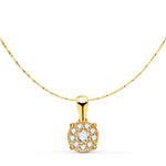 18K Colgante Oro Amarillo Con Diamantes 0.182Qts - Vs2 G. Med: 6.5mm. Cadena 42 3cm
