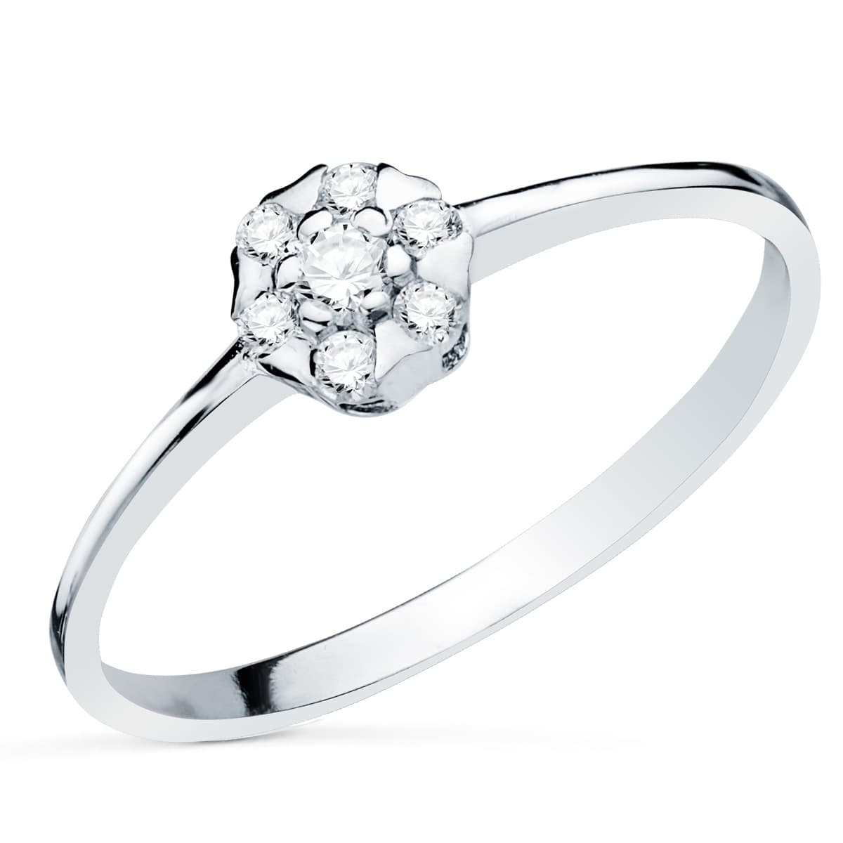 18K White Gold Ring With Diamonds Cluster 5x5 mm 0.127 Cts.