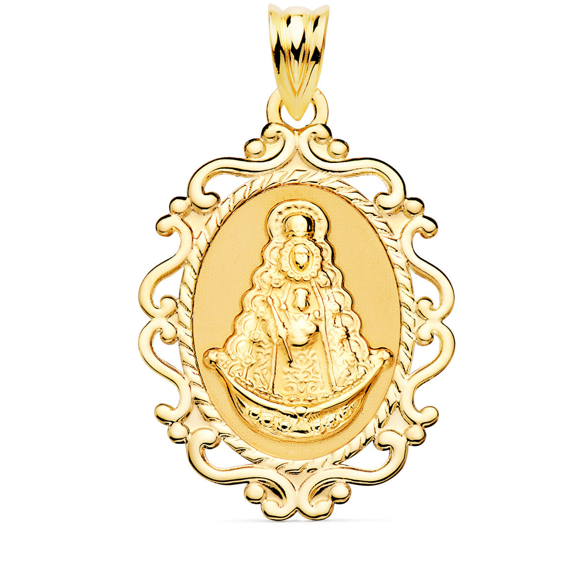 Médaille Vierge Du Rocio 18K Cercle Ajouré Brillant 31x21 mm