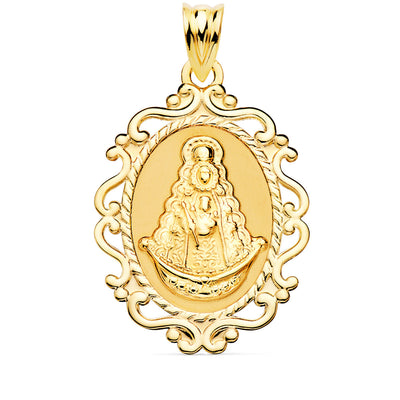 18K Medal Virgin of El Rocio Openwork Frame in Gloss 31x21 mm