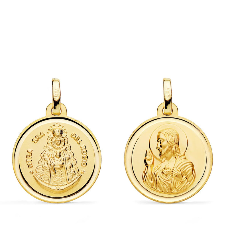 Médaille Scapulaire Vierge Del Rocio et Cœur de Jésus 18 carats 18 mm