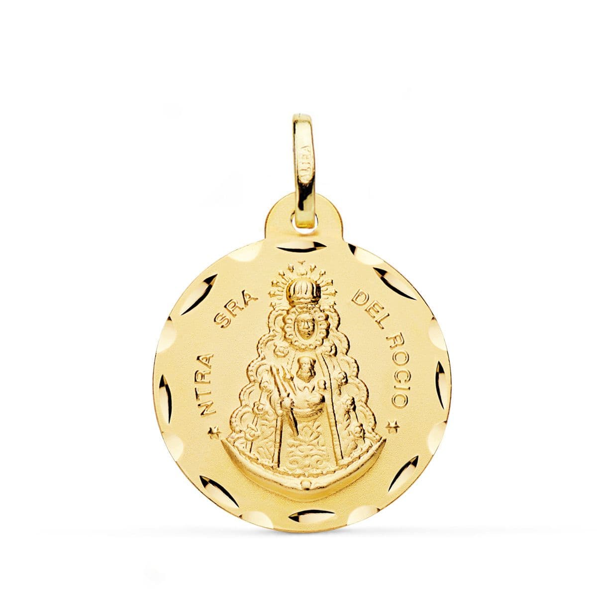 18K Carved Virgin of Rocio Medal 24 mm