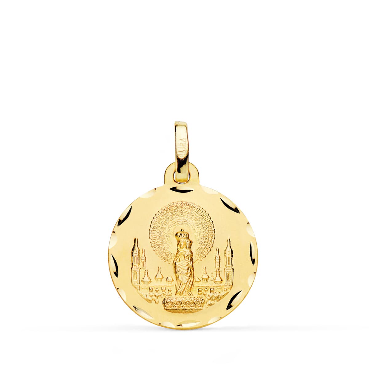 18K Carved Virgin of the Pillar Medal 18 mm