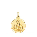 18K Medalla Oro Amarillo Virgen De La Cabeza Bisel 18 mm
