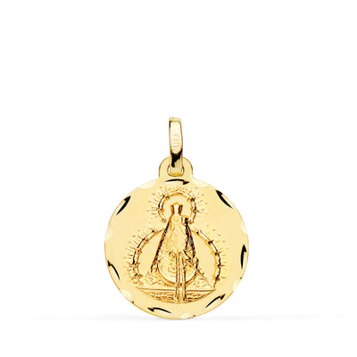 18K Yellow Gold Medal Virgin of the Carved Head 18 mm