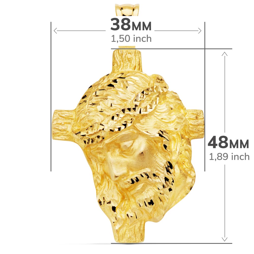 18K Kopf von Christus gegossen 48x38 mm