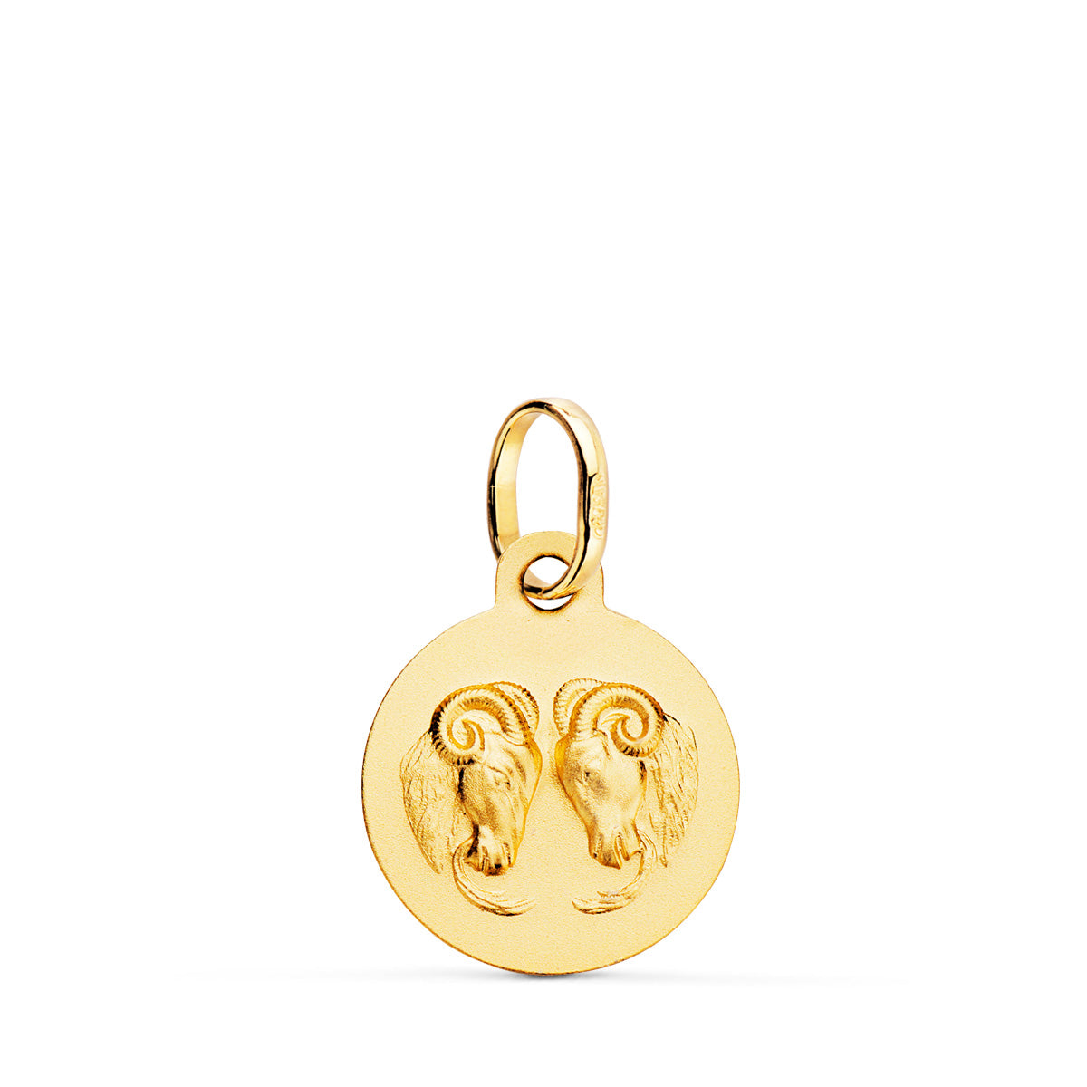 18K Horoscope Medal Yellow Gold Aries Matte 13 Mm