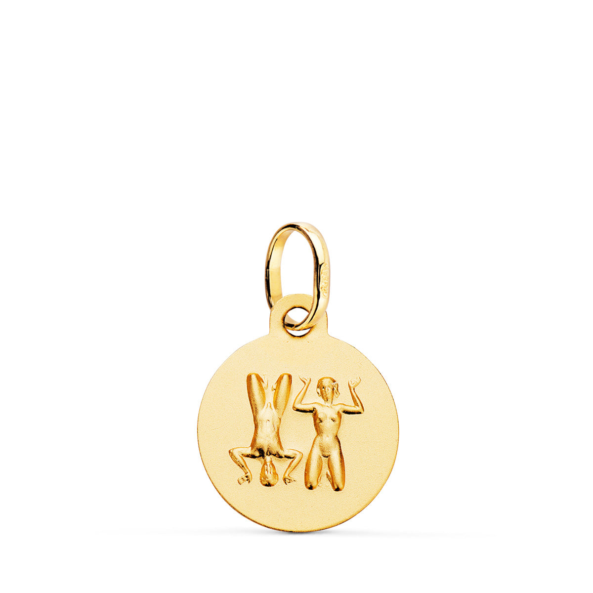 18K Horoscope Medal Yellow Gold Gemini Matte 13 Mm