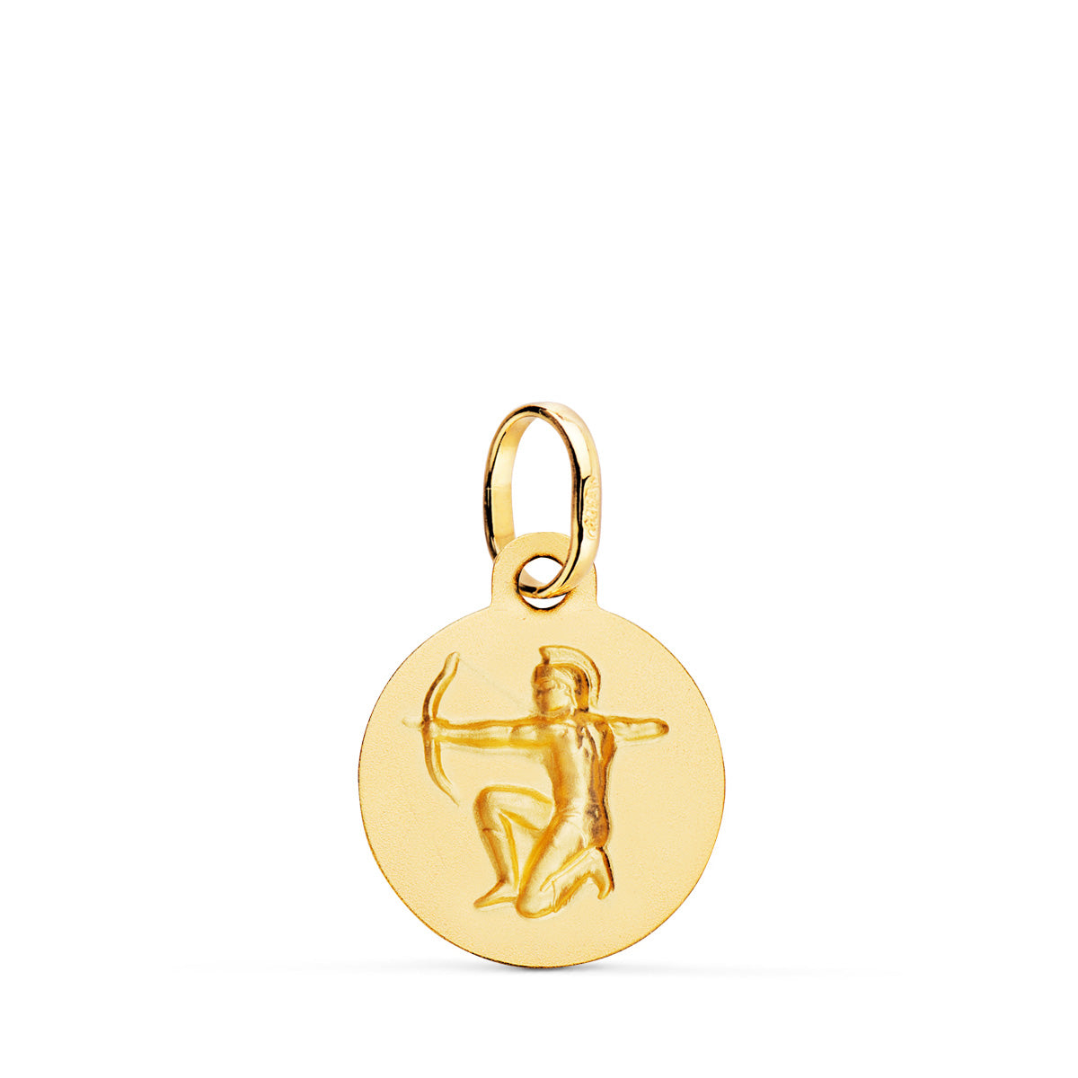 18K Yellow Gold Sagittarius Horoscope Medal Matte 13 Mm
