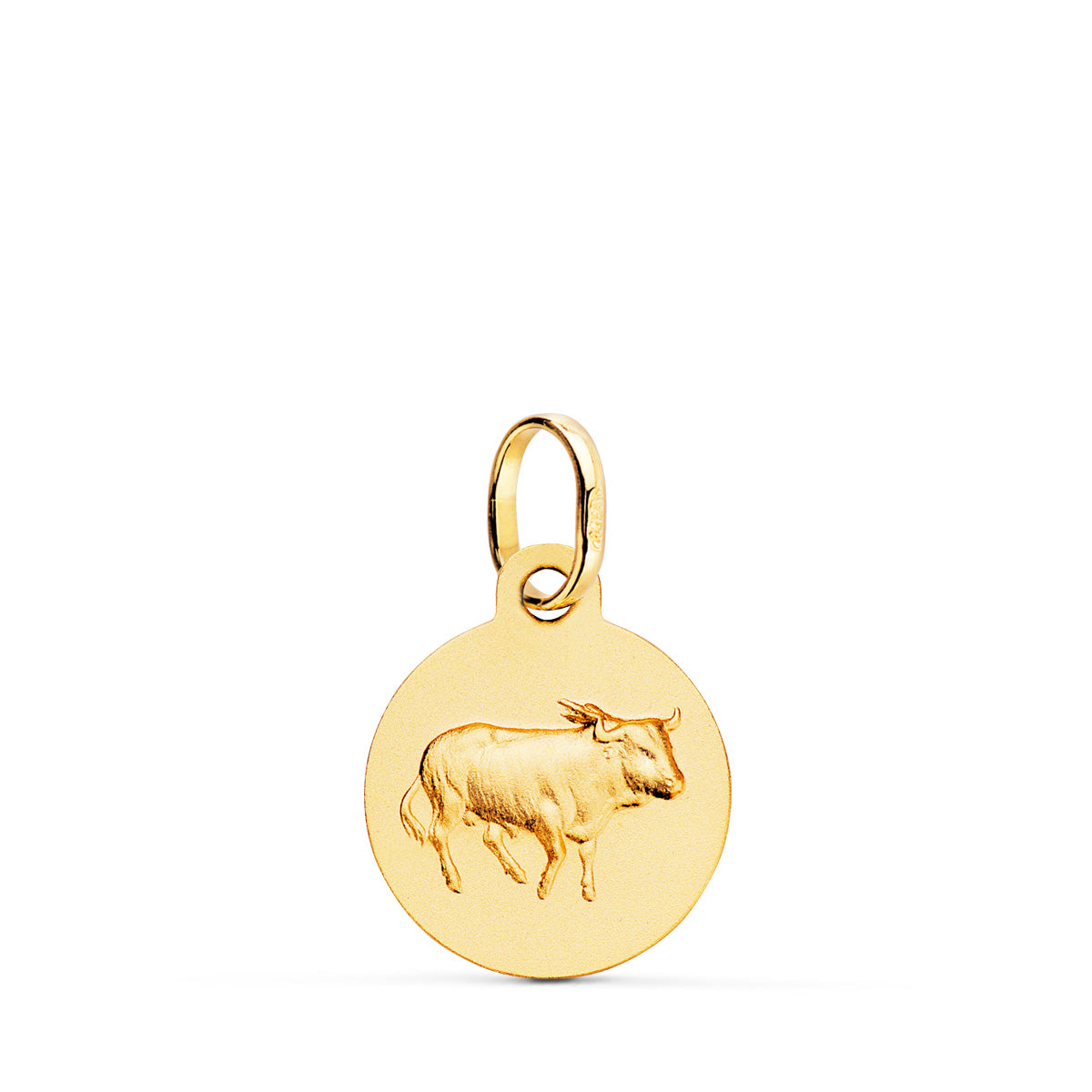 18K Horoscope Medal Yellow Gold Taurus Matte 13 Mm