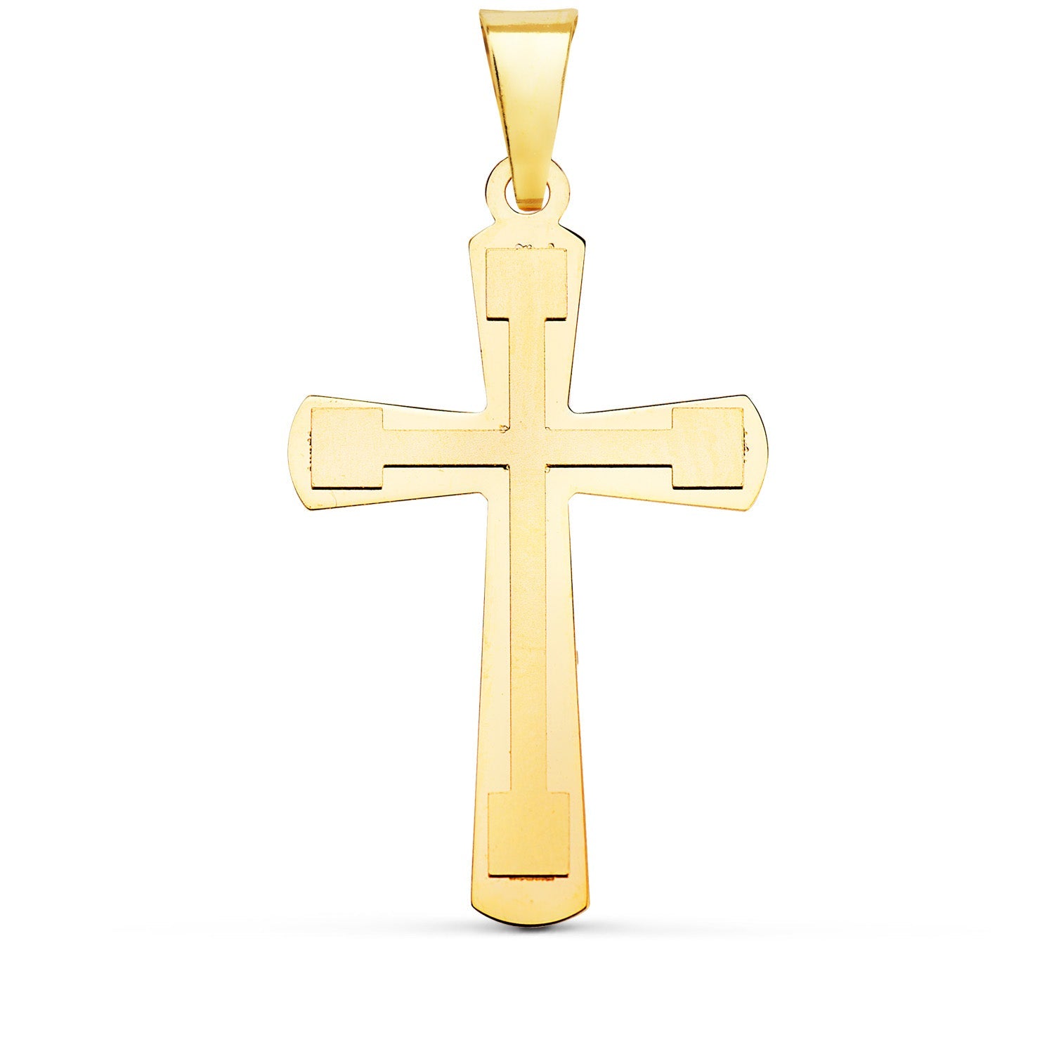 18K Yellow Gold Cross Shine and Matte Without Christ 33x20 mm