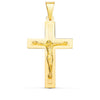 18K Cruz Oro Amarillo Brillo Y Mate Con Cristo 32x20 mm