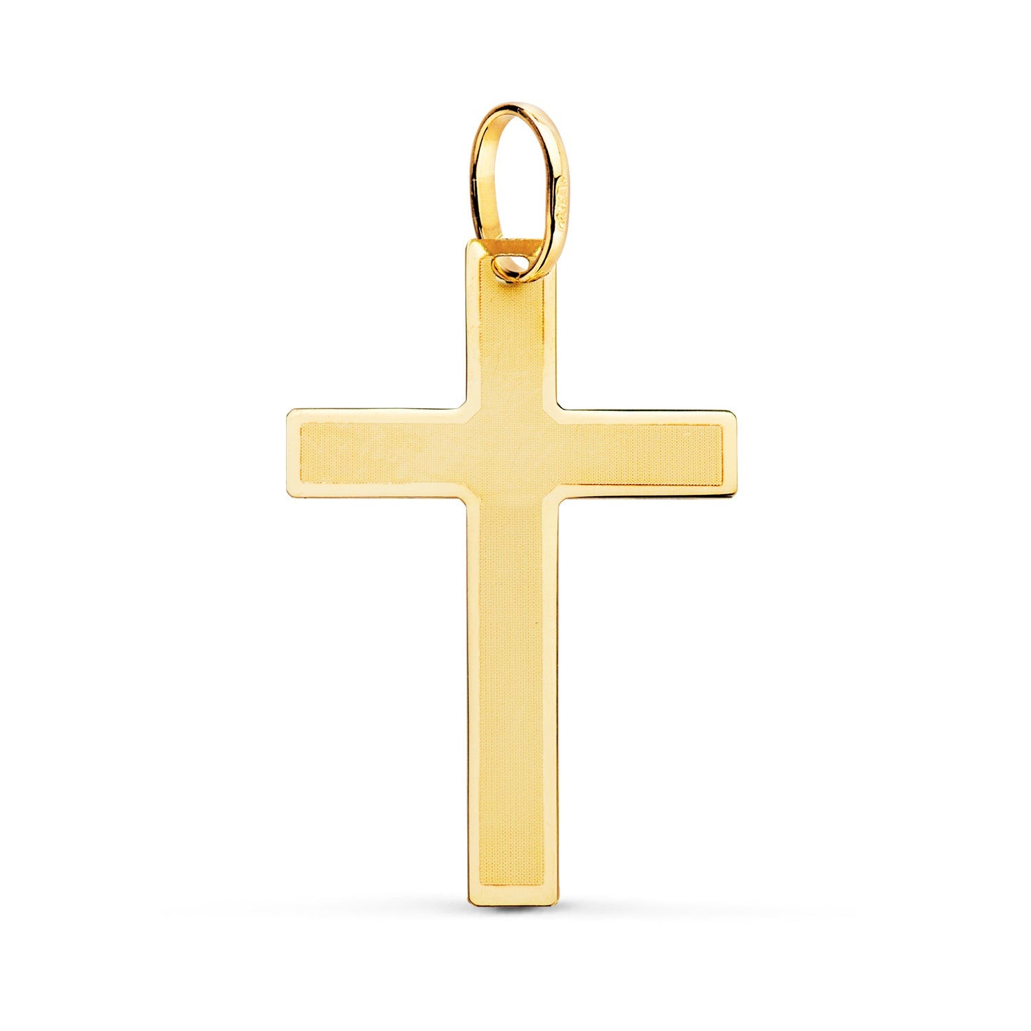 18K Yellow Gold Cross Glossy and Matte Without Christ 29x20 mm