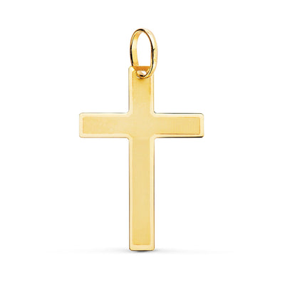 18K Cruz Oro Amarillo Brillo Y Mate Sin Cristo 29x20 mm