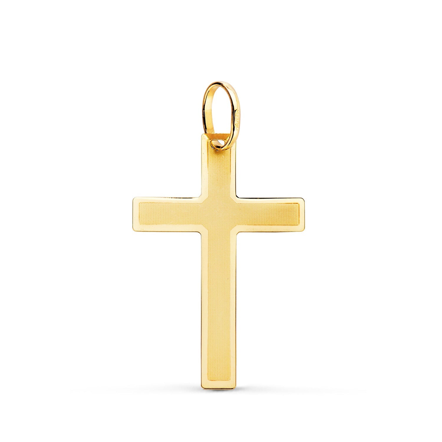 18K Yellow Gold Cross Without Christ Flat Matte and Shine 26x17 mm