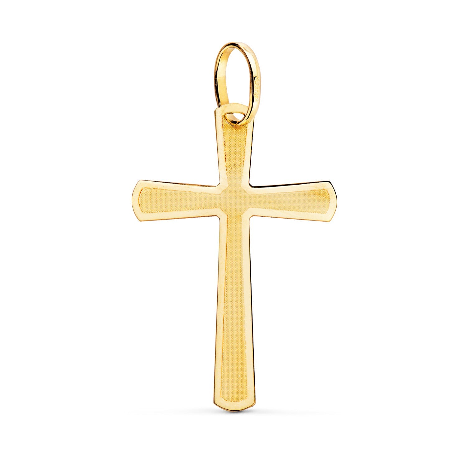 18K Yellow Gold Cross Shine and Matte Without Christ 25x16 mm