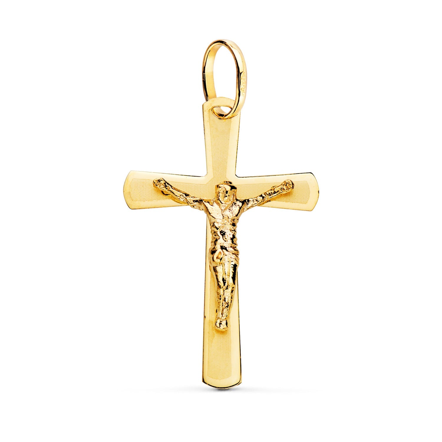 18K Yellow Gold Cross With Christ Flat Laser 25x16 mm