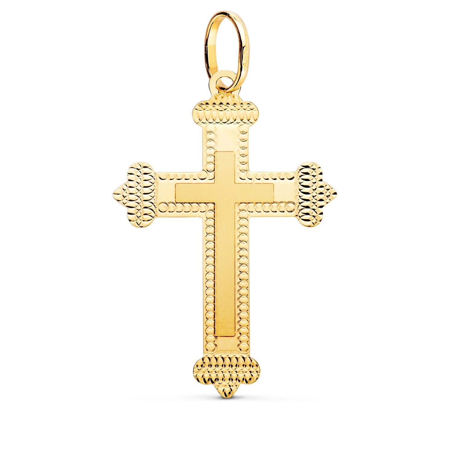 Cruz sin Cristo Tallada Oro Amarillo 18k – 35x23 mm