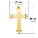 18K Yellow Gold Cross Without Christ Carved 35x23 mm