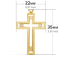 Cruz sin Cristo Tallada y Matizada Oro Amarillo 18k – 35x22 mm
