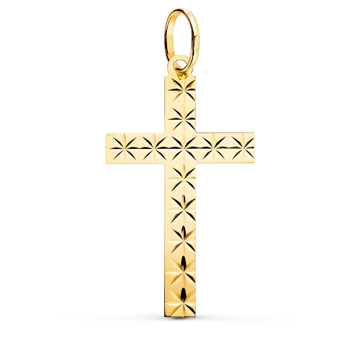 Cruz sin Cristo Tallada Oro Amarillo 18k – 35x19 mm
