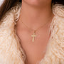 Cruz sin Cristo Bordes Tallados Oro Amarillo 18k – 35x20 mm