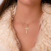 18K Yellow Gold Cross Without Christ Carved Edges 35x20 mm