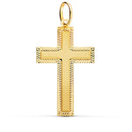 18K Yellow Gold Cross Without Christ Carved 35x20 mm