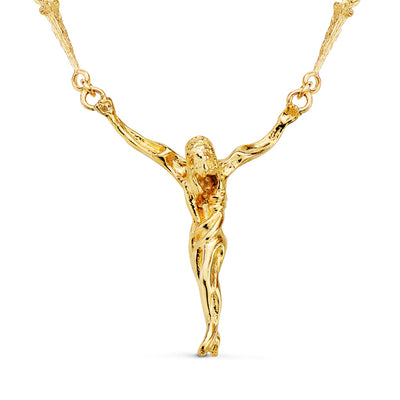 18K Cristo De Dali Con Asas 41x35 mm Cadena Clavos 50 cm