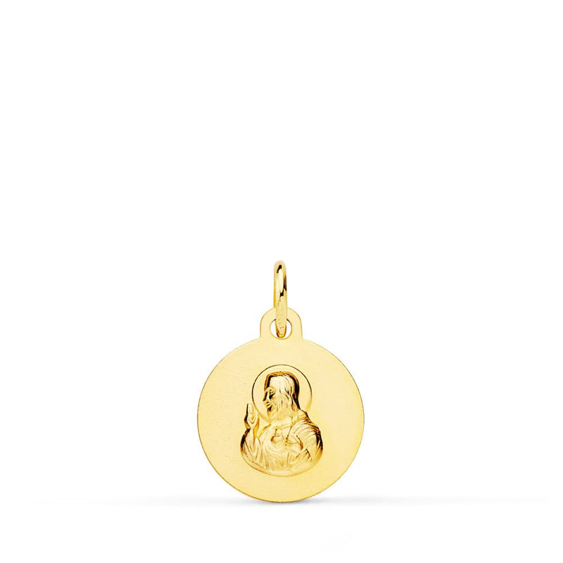 Cœur Scapulaire 18K de Jésus et Vierge de Carmen Sculpté 18 mm