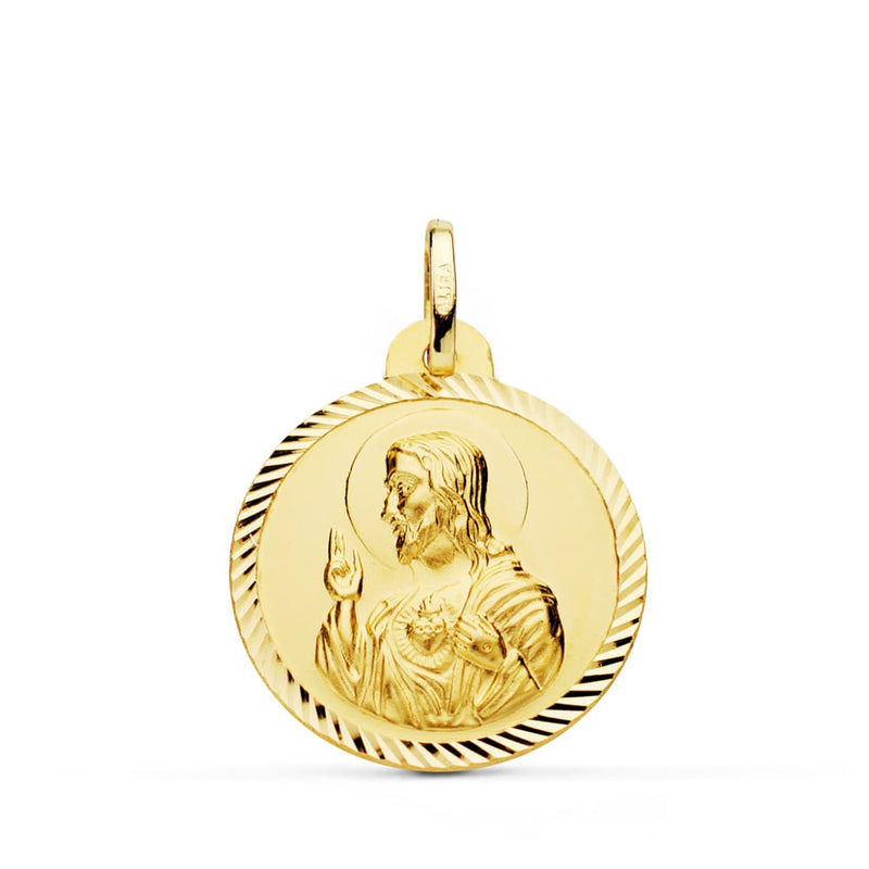 18K Medal Sacred Heart of Jesus Christ Helix 22 mm