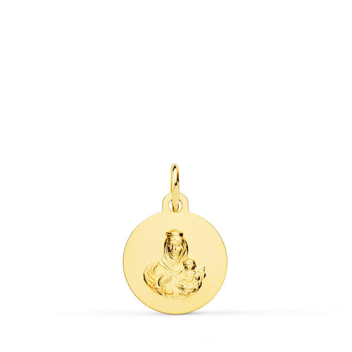18K Escapulario Liso Virgen Del Carmen Corazon De Jesus Liso 12 mm