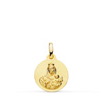 18K Escapulario Liso Virgen Del Carmen Corazon De Jesus 14 mm