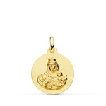 18K Scapulaire Lisse Virgen Del Carmen Coeur de Jésus 18 Mm