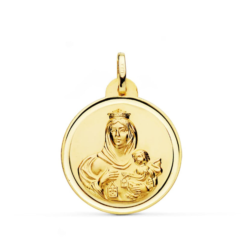 18K Medalla Virgen Del Carmen Bisel 24 mm