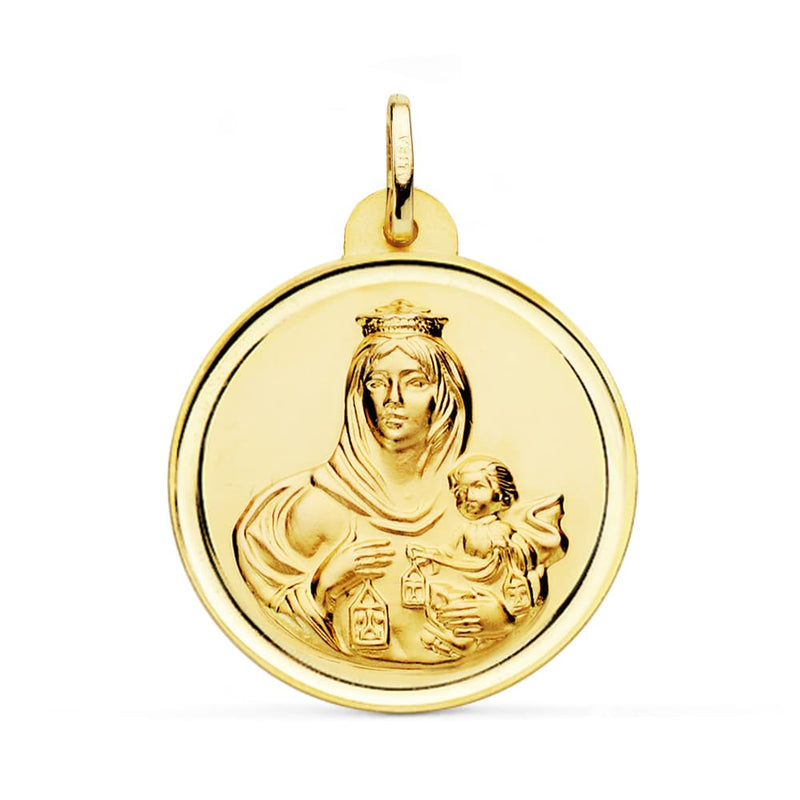 Lunette Scapulaire 18K Vierge Carmen et Cœur de Jésus 28 mm