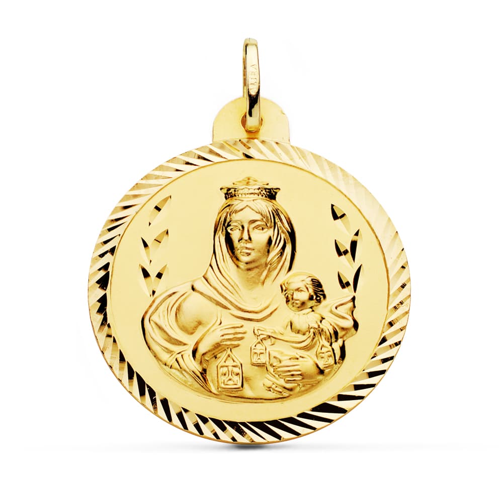 18K Escapular Propeller Virgin Carmen And Heart Of Jesus 30 mm