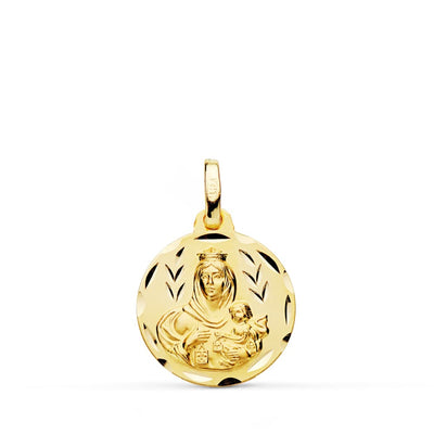 Médaille Vierge de Carmen Sculptée 18K 16 mm