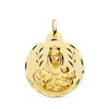 18K Escapulario Tallado Virgen Del Carmen Y Corazon De Jesus 26 mm
