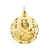 18K Escapulario Tallado Virgen Del Carmen Y Corazon De Jesus 28 mm
