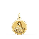 18K Escapulario Brillo Virgen Del Carmen Y Corazon De Jesus 18 mm