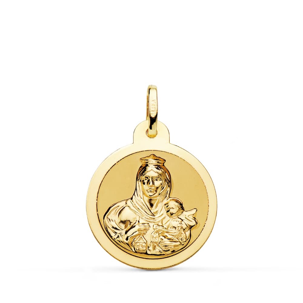 18K Escapular Shine Virgin of Carmen and Heart of Jesus 20 mm