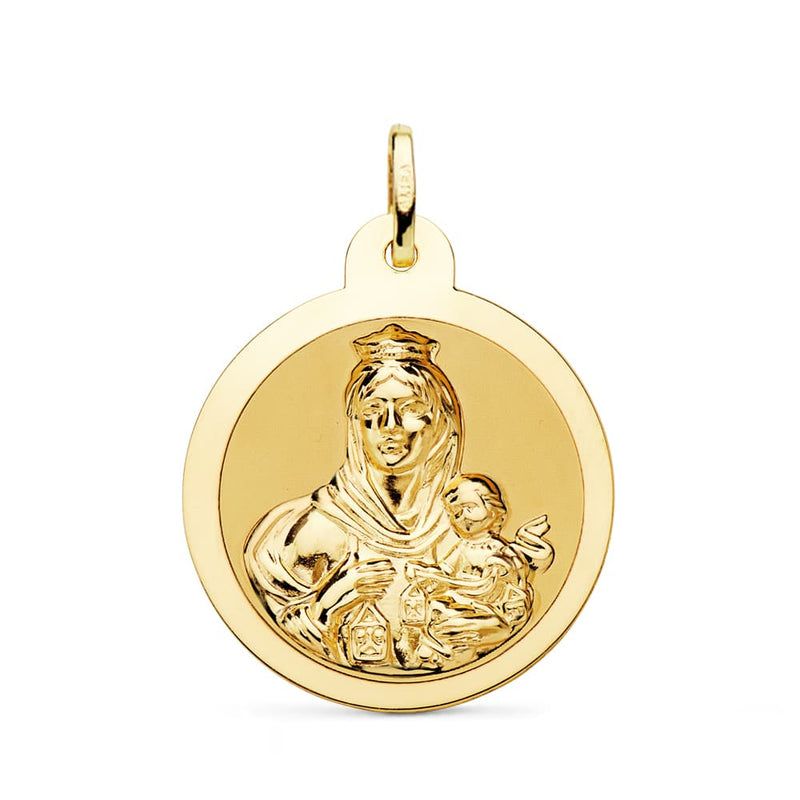 Vierge Scapulaire Brillante 18K de Carmen et Cœur de Jésus 26 mm