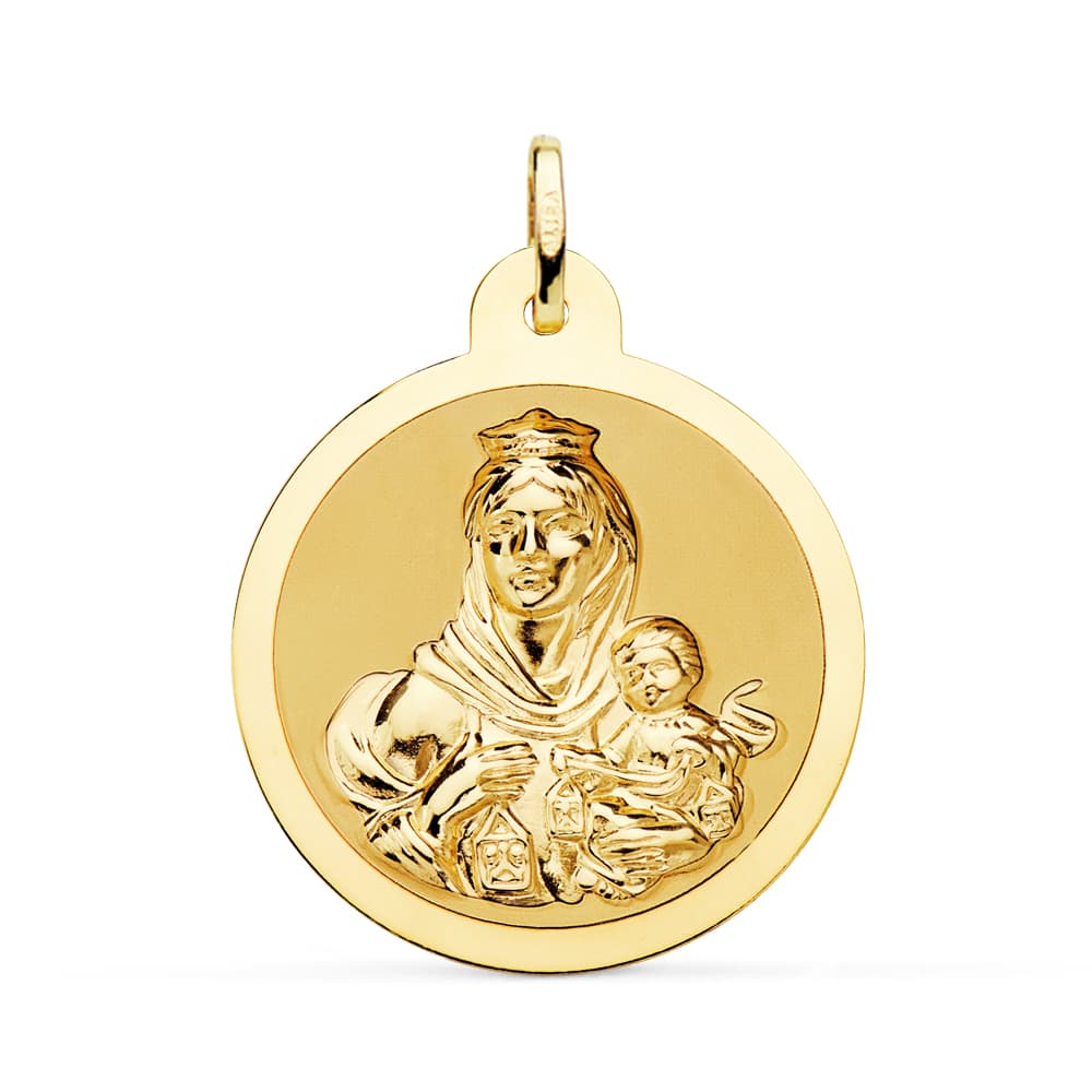 18K Escapular Shine Virgin of Carmen and Heart of Jesus 28 mm